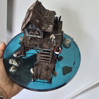 epoksi deniz üzerinde balıkçı evi ve balıkçı #diorama