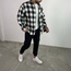 unisex siyah beyaz ekoseli oduncu gömlek
