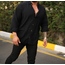 oversize keten siyah gömlek