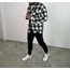 unisex siyah beyaz ekoseli oduncu gömlek