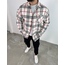 unisex beyaz kırmızı siyah ekoseli oduncu gömlek