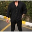 oversize keten siyah gömlek
