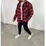 unisex kırmızı siyah ekoseli oduncu gömlek