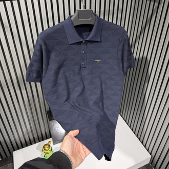 PRADA YAKALI ÖRME TRİKO (LACİVERT)