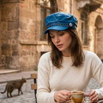Siperli Deri Vintage Model Şık Günlük Sonbahar Kış Şapkası