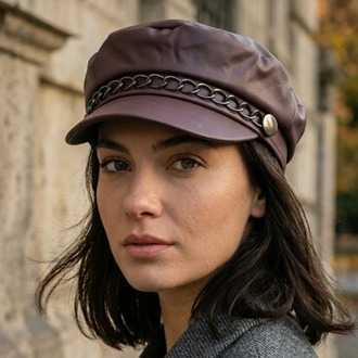 Siperli Deri Vintage Model Şık Günlük Sonbahar Kış Şapkası