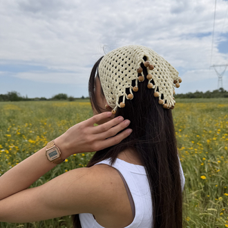Boncuklu örgü bandana