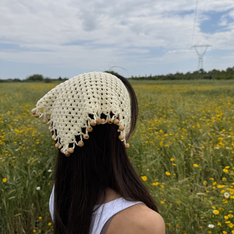 Boncuklu örgü bandana