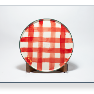 Stoneware Kırmızı Ekose Tabak