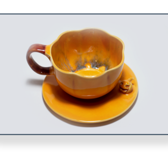 Stoneware Balkabağı Fincan ve Tabağı