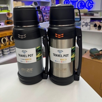 Siyah ve Gri Travel Pot Termos Seti
