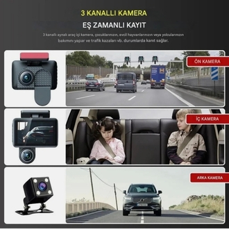 3 araç kamerası araç içi Ön ve arka kamera 
