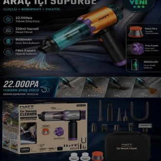 Matt Araç İçi Süpürge Siyah 22PA