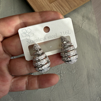 Zirkon Taşlı Spiral Damla Küpe (Botega)