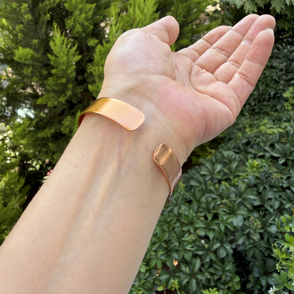 Saf Bakır Tel Sarma Prehnite Doğal Taşlı Cuff Bileklik