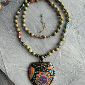 Perran Kolye (Odun Jasper/Turkuaz) 