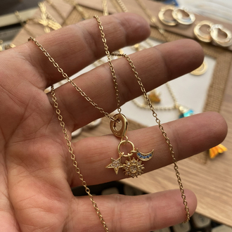 Çelik Minimal Charm Kolye