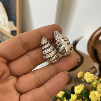 Zirkon Taşlı Spiral Damla Küpe (Botega)