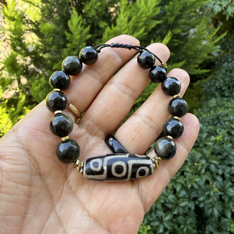 Lam Bileklik (Obsidyen/Tibet Akik)