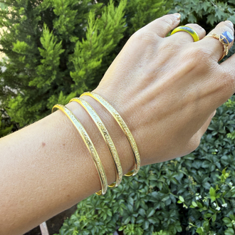 Ağaç Dokulu Altın Kaplama Cuff Kelepçe Bileklik 