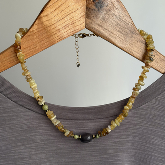 Pinhan Kolye(Sarı Opal/Yeşil Jasper) 1