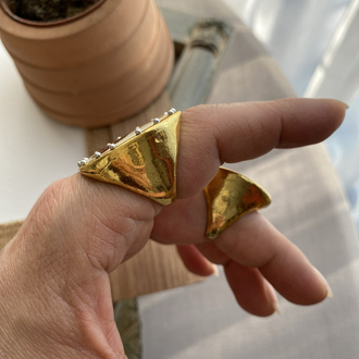 Altın Kaplama Mineli Büyük Yüzük