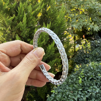 Unisex Çelik Örgü Desen Bileklik