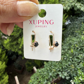 Xuping Çelik Siyah Taşlı Vintage Küpe