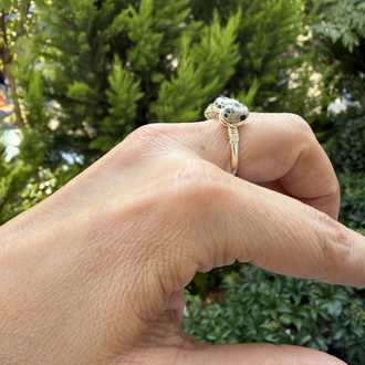 Üçlü Dalmaçyalı Jasper Gold Tasarım Yüzük