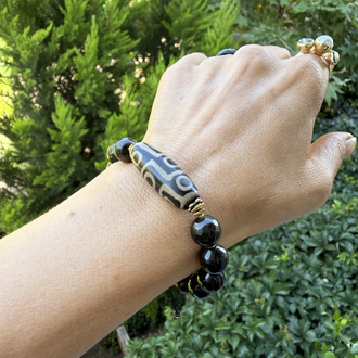 Lam Bileklik (Obsidyen/Tibet Akik)