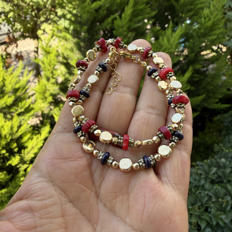 Doğaltaşlı Çelik Bileklikler(Mercan/Obsidyen)