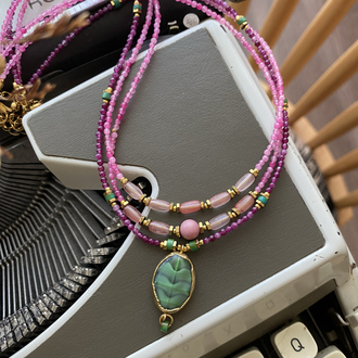 Zin Kolye (Pembe Kuvars/Pembe Opal)