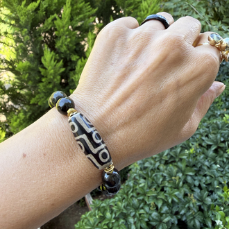 Lam Bileklik (Obsidyen/Tibet Akik)
