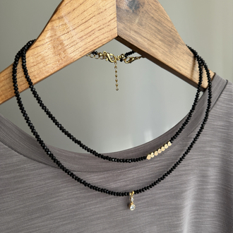 Siyah Kristal Taşlı Minimal Kolyeler