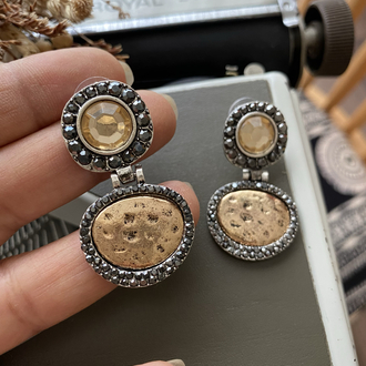 Markazit Taşlı Bronz Küpe