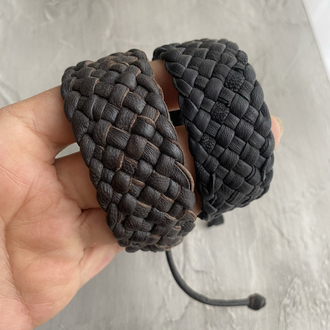 Unisex Kalın Örgü Deri Bileklik