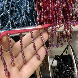 Bordo Şaçak 5 cm kristal