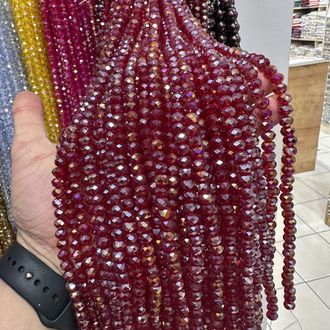 8 MM KRİSTAL ŞEFFAF ORTA BORDO JANJANLI (AB) BONCUK ✨