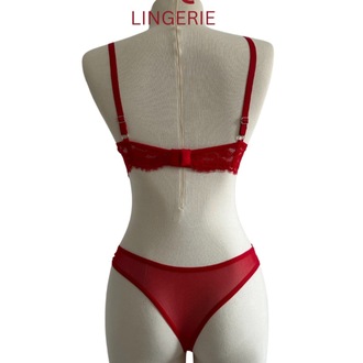 Kırmızı Dantel Detaylı Bralet Takımı 