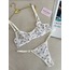Beyaz Mor Kalp Detaylı Transparan Bra Set