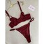 Bordo Dantel Detaylı Bra Set