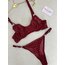Bordo Dantel Detaylı Bra Set
