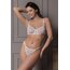Beyaz Mor Kalp Detaylı Transparan Bra Set