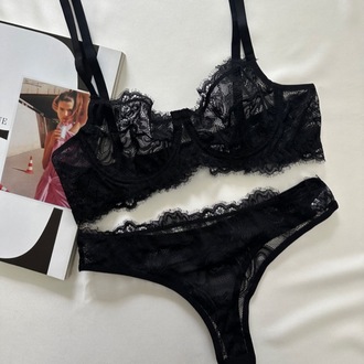 Siyah Dantel Detaylı Bralet Takımı