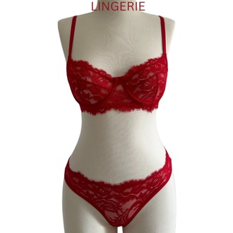 Kırmızı Dantel Detaylı Bralet Takımı 