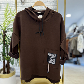 Scuba Kumaş Kapüşonlu İthal Spor Sweatshirt