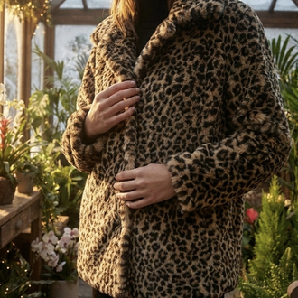 Çift Taraflı Leopar Desenli Kapitone Mont