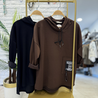 Scuba Kumaş Kapüşonlu İthal Spor Sweatshirt
