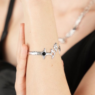Brambuta Ankh Cuff - Siyah-Gümüş