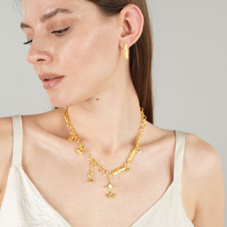 Brambuta Enuma Kolye - Gold Beyaz